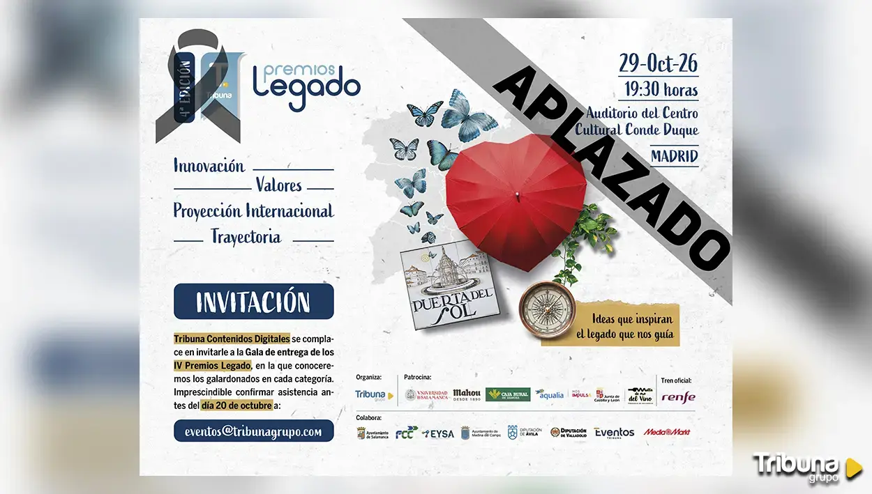 Tribuna Grupo aplaza sus Premios Legado por respeto a las víctimas